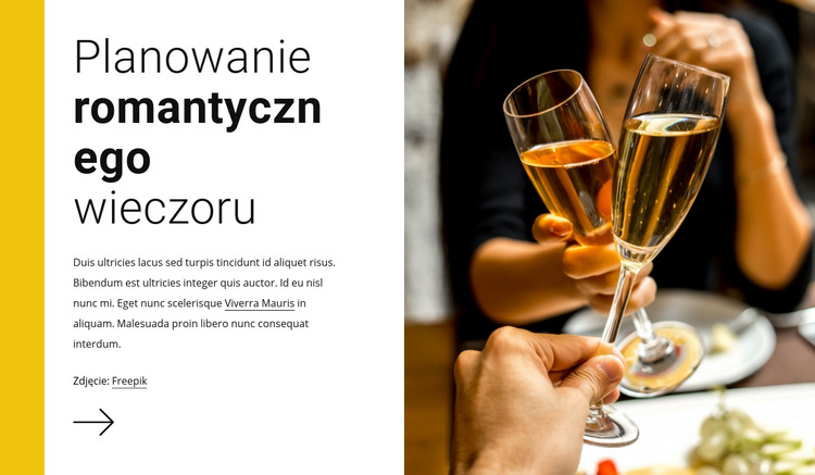 Romantyczny wieczór Szablon witryny sieci Web