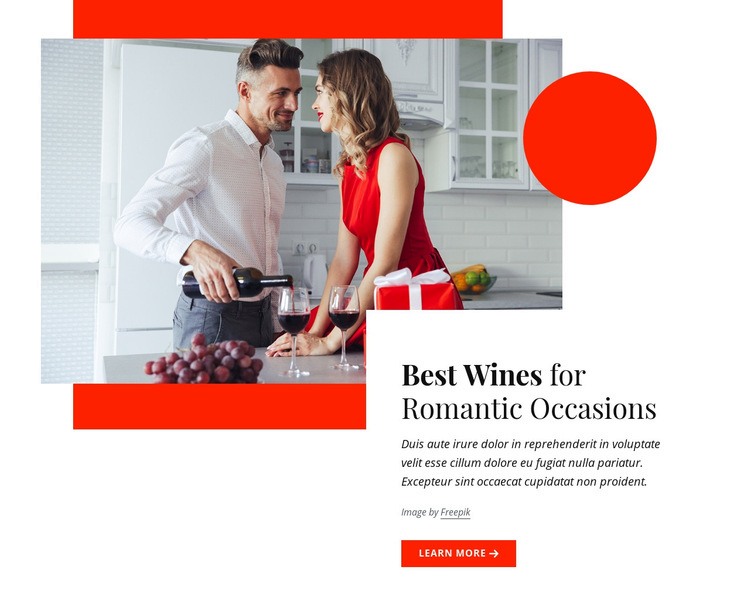 Best wines for romantic occasions Web Page Design