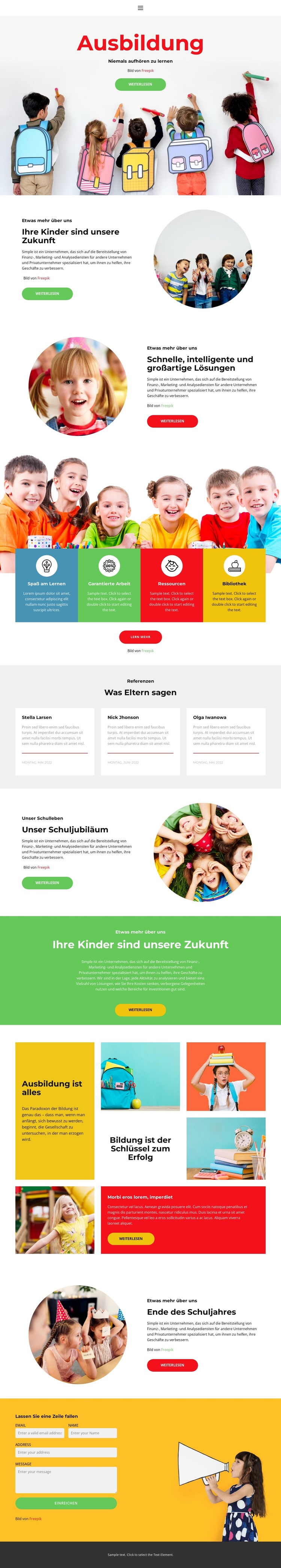 Unser Schulleben Website-Vorlage