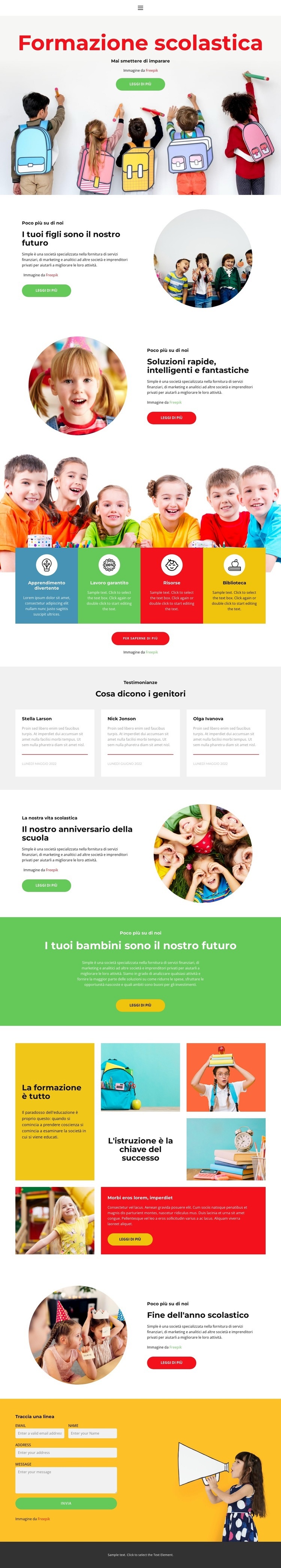 La nostra vita scolastica Mockup del sito web