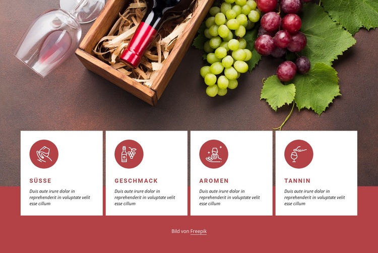 Erste Schritte mit Wein Website-Modell