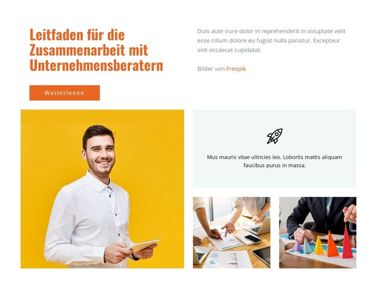 Leitfaden für funktionierende Unternehmensberatungen Website-Vorlage