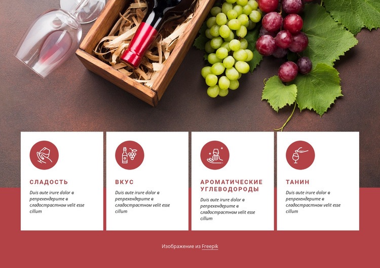 Начало работы с вином Дизайн сайта