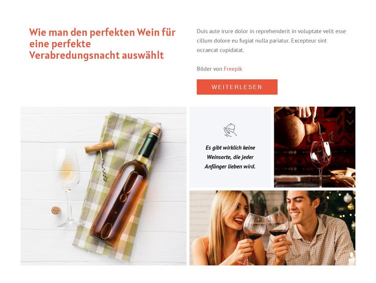 Perfekter Wein Website-Modell