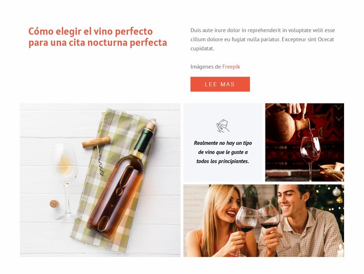 Vino perfecto Diseño de páginas web