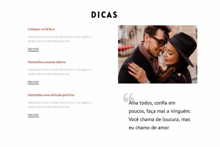 Dicas essenciais para namoro Design do site