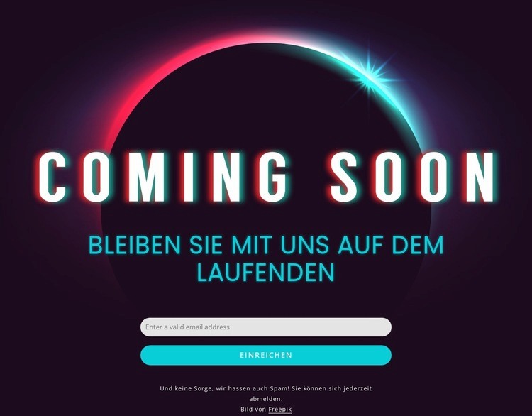 Demnächst Text auf dunklem Hintergrund des abstrakten Sonnenaufgangs Website Builder-Vorlagen