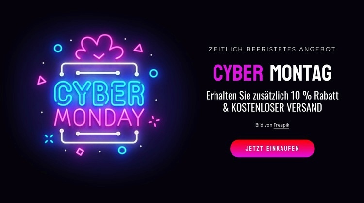 Block des Cyber-Montags Landing Page