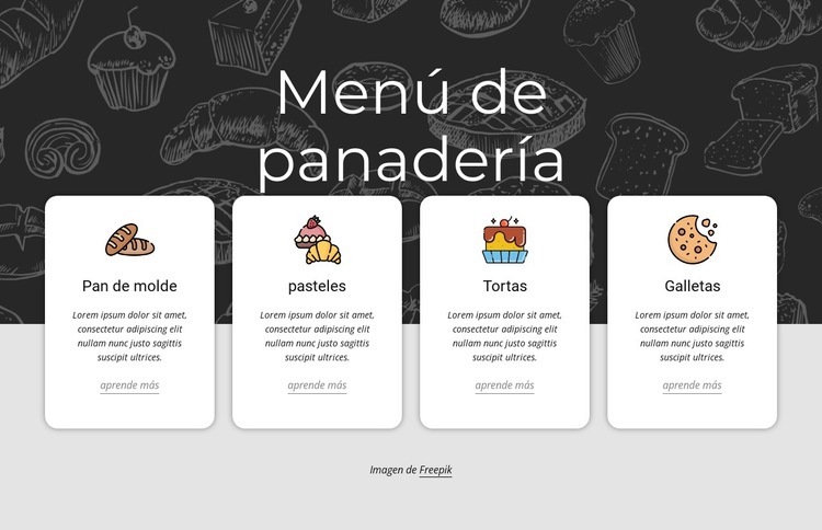 Menú de panadería Diseño de páginas web