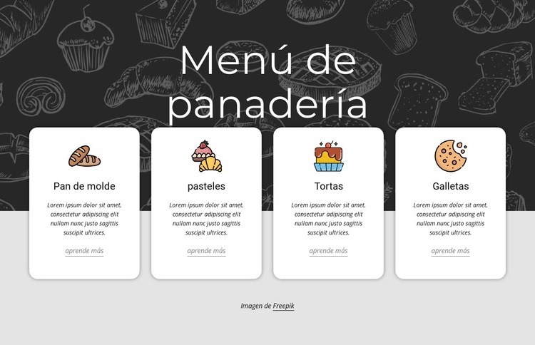 Menú de panadería Plantilla de una página