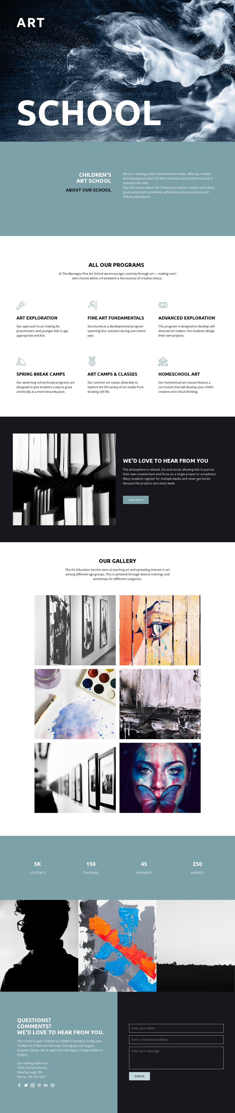 School of artistic education HTML5 Template