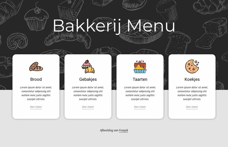 Bakkerij menukaart HTML5-sjabloon