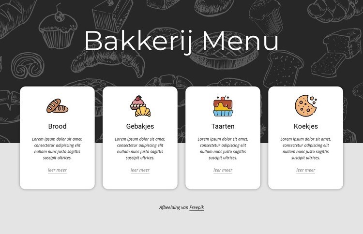 Bakkerij menukaart Website Builder-sjablonen
