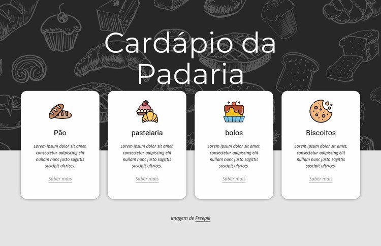 cardápio de padaria Modelo de uma página