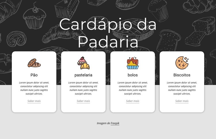 cardápio de padaria Landing Page