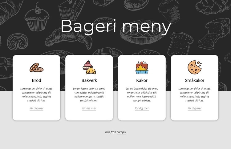 Bageri meny Webbplats mall