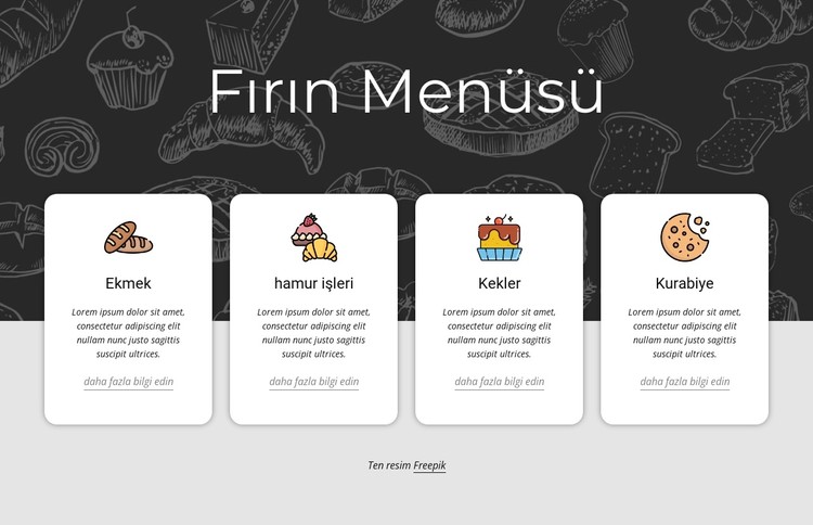 Fırın menüsü CSS Şablonu