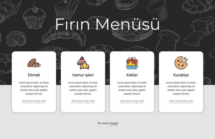 Fırın menüsü Html Web Sitesi Oluşturucu