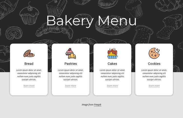 Bakery menu Web Design