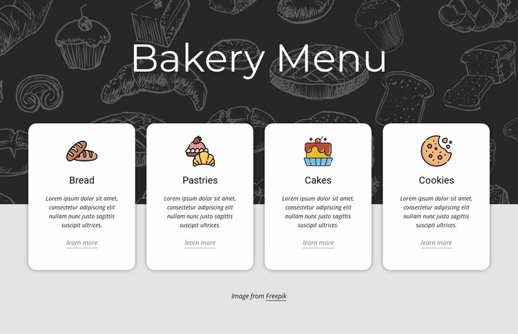 Bakery menu Webflow Template Alternative