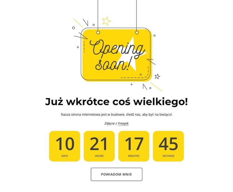 Wkrótce otwarcie Motyw WordPress