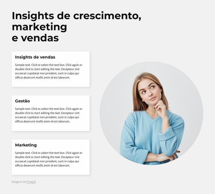 Insights de marketing e vendas Modelos de construtor de sites