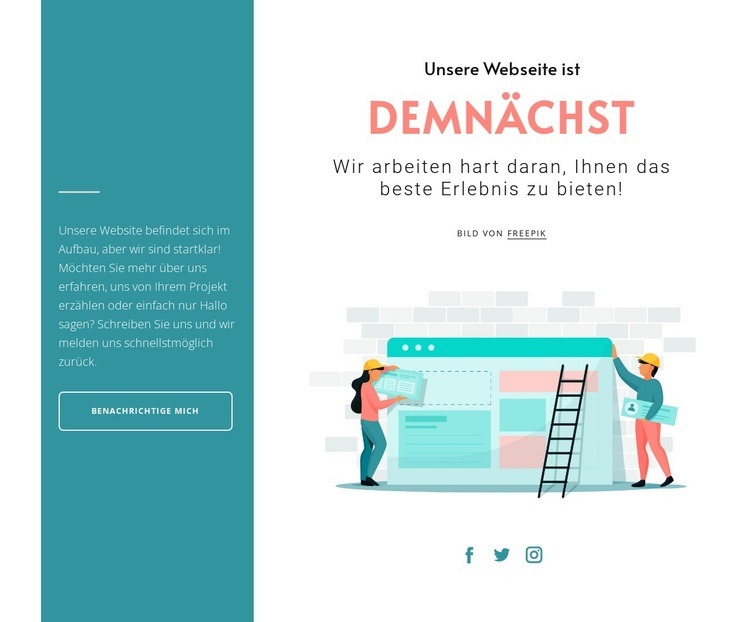 Neue Webseite kommt Eine Seitenvorlage