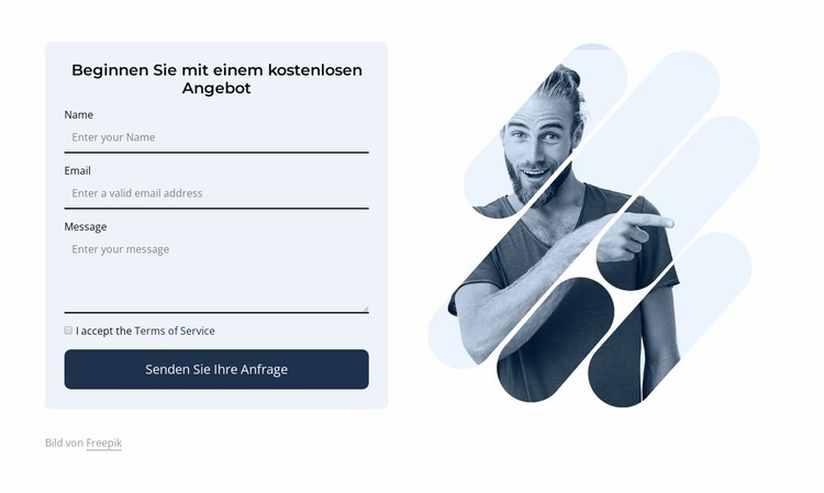 Formular mit Bild Landing Page