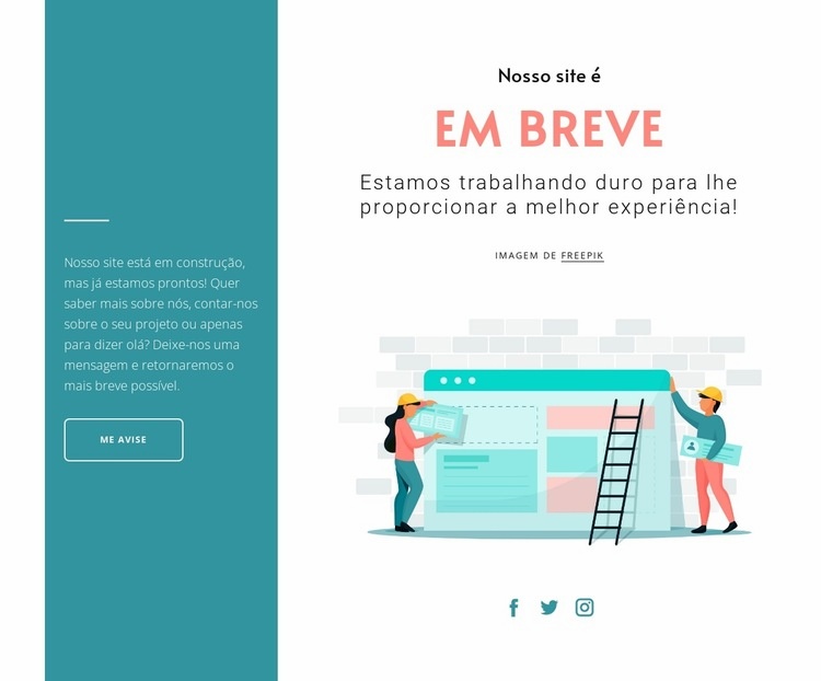 Novo site está chegando Design do site