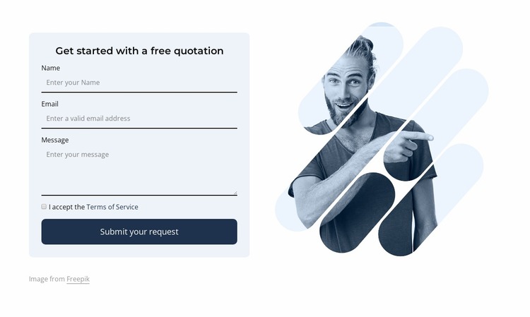 Form with image Website Mockup