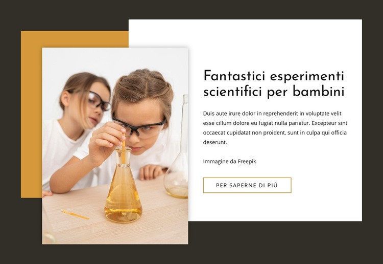 Fantastici esperimenti scientifici per bambini Mockup del sito web