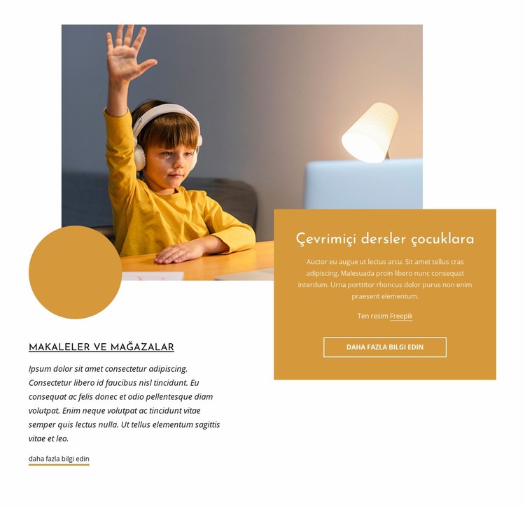 Çocuklar için çevrimiçi dersler Açılış sayfası