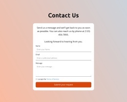 Kontaktní Formulář Na Pozadí S Přechodem - HTML Template Generator