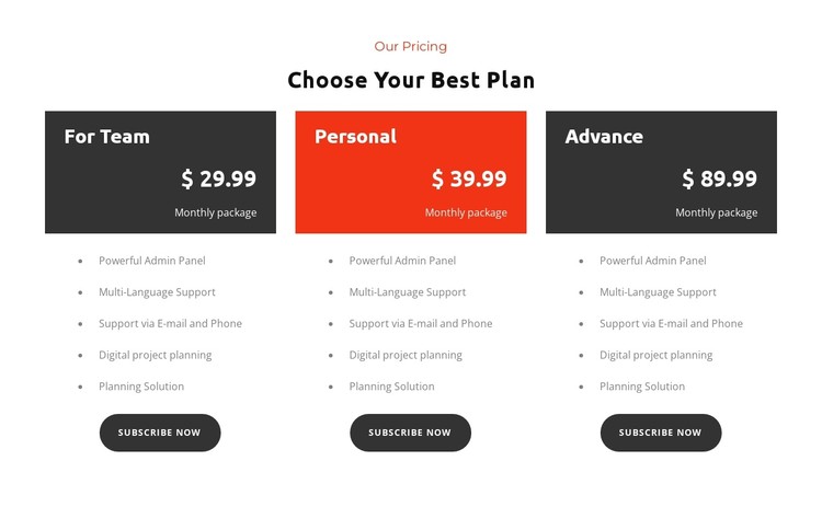 Choose Plan CSS Template