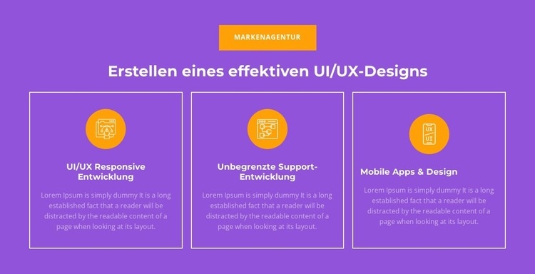 UI/UX Responsive Entwicklung HTML5-Vorlage