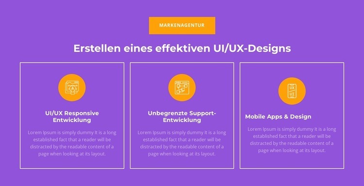 UI/UX Responsive Entwicklung Website Builder-Vorlagen