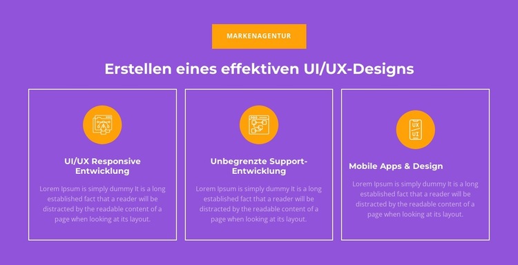 UI/UX Responsive Entwicklung Website-Vorlage
