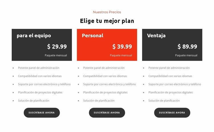 Elija Plan Creador de sitios web HTML