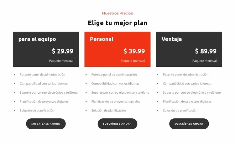 Elija Plan Plantilla