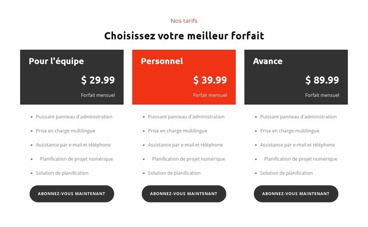 Choisissez un forfait Modèle HTML5