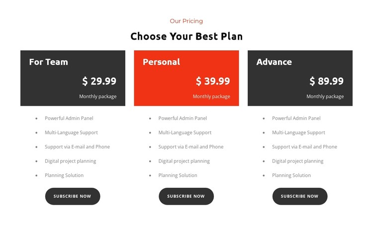 Choose Plan HTML Template