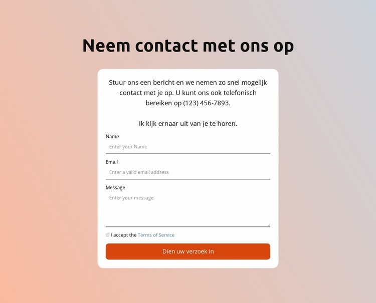 Contactformulier op achtergrond met kleurovergang HTML5-sjabloon