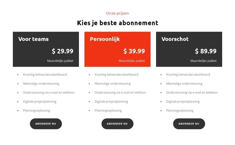 Kies Abonnement HTML5-sjabloon