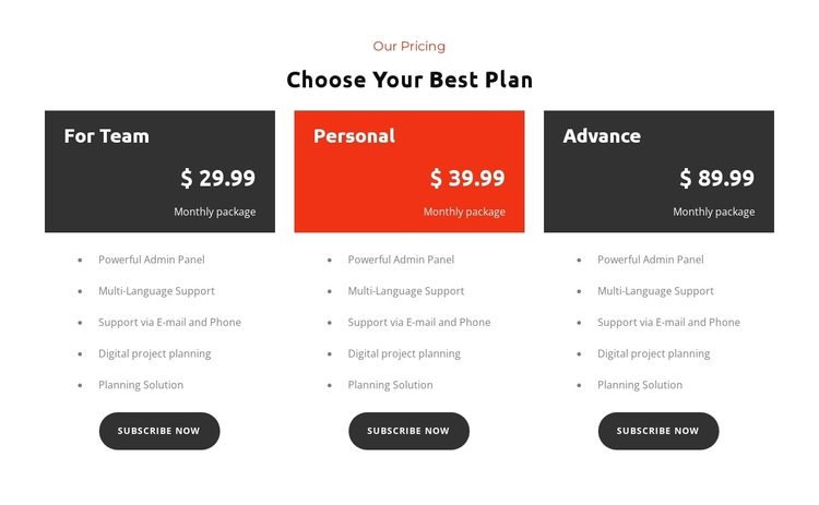 Choose Plan One Page Template
