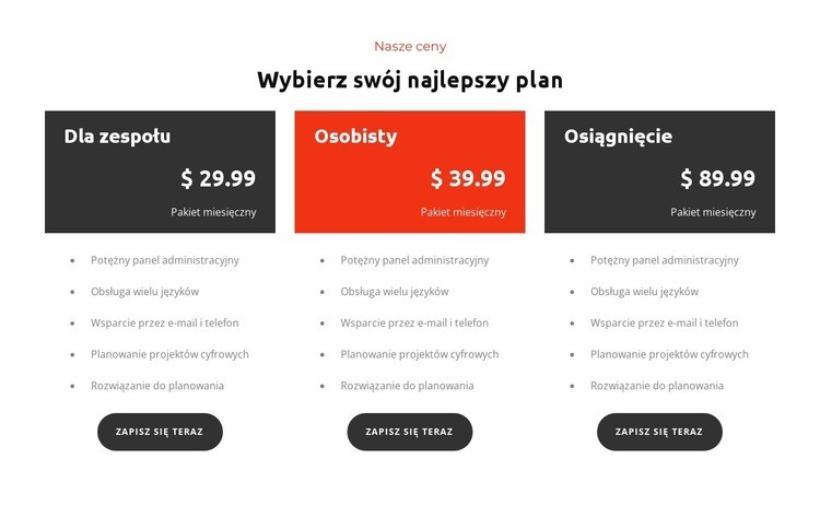 Wybierz plan Szablony do tworzenia witryn internetowych