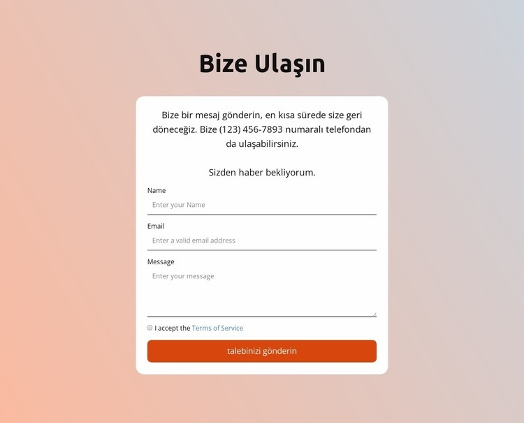 Degrade arka plan üzerinde iletişim formu Şablon