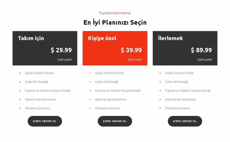Plan Seç Web sitesi tasarımı