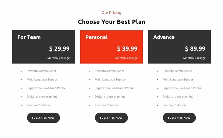 Choose Plan Website Mockup