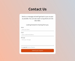 Contact Form On Gradient Backround