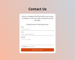 Contact Form On Gradient Backround